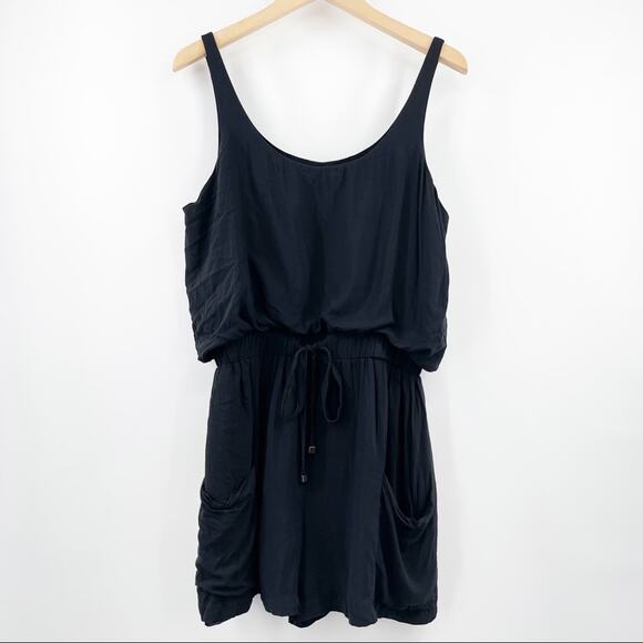BCBGENERATION Romper Black Tie Waist Summer Casual Comfy Lounge Size Medium - Picture 1 of 13